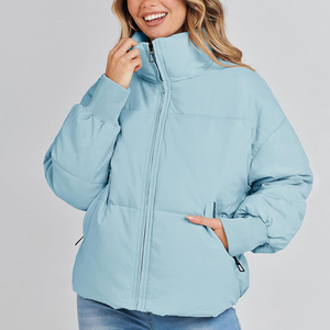 Women's <b>Cropped</b> <b>Puffer</b> <b>Jacket</b> Fashion Quilted Winter Outerwear OEM ODM Sample Service Available Direct - Product Image 2