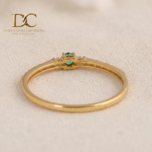Elegant Design 14KT Solid Gold Ethnic Style IGI Certified <b>Ring</b> with Lab Grown <b>Diamond</b> and Colombian Emerald Jewelry for Women - Product Image 6