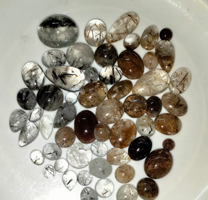 BAITHU GEMS MINERALS Magnifiques Cabochons de Pierres Précieuses Naturelles Mixtes en Aigue-marine Couleurs Blanc, Noir, Doré Polies Personnalisables pour - Product Image 2