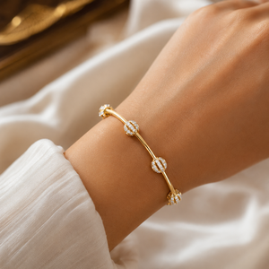 Round Brilliant Cut Lab Grown Diamond Multi Station <b>Bangle</b> DEF VVS 10K 14K <b>Solid</b> <b>Gold</b> Bridal Wedding Fine Jewelry For Womens - Product Image 2