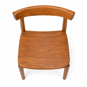 Chaise de salle à manger scandinave en teck avec dossier en forme de pont, écologique et imperméable, design moderne - Product Image 4