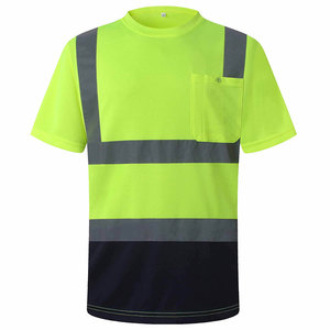 T-shirt de travail haute visibilité rouge réfléchissant pour homme avec poche, en polyester, fonction de détection des aiguilles - Product Image 1