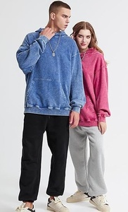 Sudadera con Capucha Extra Grande, Color Rosa Sólido, Felpa de Algodón, con Bolsillo, Estilo Casual, para Otoño, Unisex, Corte Regular - Product Image 5