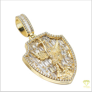 Christian Jesus Pendant Iced Out Moissanite con diamantes Baguette en plata de ley 925, joyería religiosa ostentosa - Product Image 2