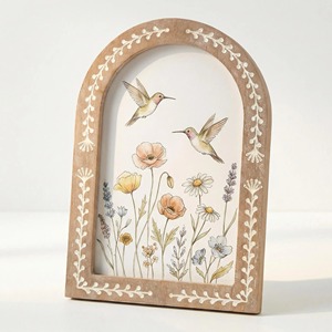 Decoración Personalizada para Sala de Estar, Marco Redondo de Madera, Arte Floral, Decoración de Mesa - Product Image 2