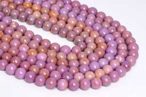 Perles de phosphosidérite violettes et roses, pierres précieuses naturelles authentiques, demi-brin, perles rondes en vrac, 7,5 pouces, en gros - Product Image 3