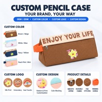 Pochette à crayons bicolore en tissu durable avec impression de logo personnalisé pour les marques de papeterie scolaire
