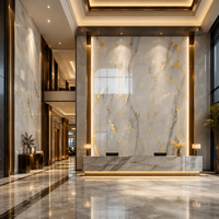 Panneau mural en PVC de qualité commerciale, imitation marbre, ignifuge B1, panneau UV, revêtement intérieur pour hôtel de luxe et projets de hall