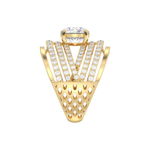 Bague de déclaration REYES en or massif 14 carats avec diamant de laboratoire taille brillant rond étincelant de 3,13 carats, certifiée IGI, bijou de soirée - Product Image 4