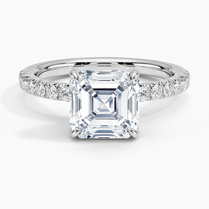 Bague SOJ 06 en argent 925 plaqué rhodium, sertie de diamants Amelie et de moissanite 2 carats couleur D VVS1 certifiée GRA, taille Asscher, pour mariage - Product Image 1