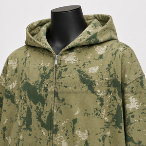 Sudadera con capucha de camuflaje personalizada con cremallera, estilo urbano, fabricante mayorista OEM ODM - Product Image 6
