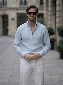 <b>Men's</b> <b>Hawaiian</b> Cotton and Linen Breathable Casual Long Sleeved <b>Shirt</b> Trendy for Spring and Autumn Fashion - Product Image 1