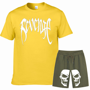 Conjunto Deportivo de 2 Piezas para Hombre, Camiseta de Manga Corta con Estampado Gráfico y Pantalones Cortos Lisos, Conjunto Informal de Verano de Color Blanco - Product Image 2