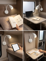 Lampe de chevet LED flexible 12V DC à col de cygne, intensité réglable, pour camping-car, avec ports de charge rapide USB A+C