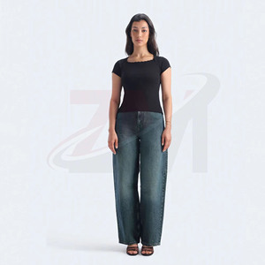 Camiseta de Algodón Ajustada para Mujer, Tejido Elástico, Transpirable, Sensación Suave, Informal, Verano, Ajuste al Cuerpo, Moda, Uso Diario, Estilo Moderno - Product Image 2