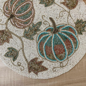 Flower Beaded Embroidery Coasters Placemats Handmade Linen Tableware Eco-Friendly High Quality Home Indoor Outdoor Use Elegant - Product Image 5