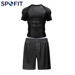 Compression Sublimation <b>BJJ</b> <b>Rashguard</b> Shorts Set Breathable Workout Sportswear Men's Rash Guard Shorts Sleeve Shirt and Shorts - Product Image 5