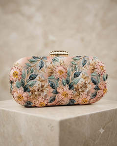Printed Embroidery Clutch Bag <b>for</b> <b>Women</b> Indian Handmade Evening Party Wedding Purse - Product Image 1