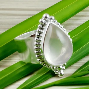 Rose Quartz Pear <b>925</b> Sterling <b>Silver</b> Jewelry gift for her <b>Ring</b> bezel setting Handmade Rose Quartz Jewelry January Birthstone - Product Image 4