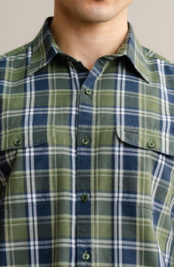 Camisa de Franela a Cuadros Verde Marino Personalizada, Precio al por Mayor, Camisa a Cuadros Verde Oliva, Algodón Suave, Ropa Casual para Exteriores, Prendas de Moda - Product Image 5