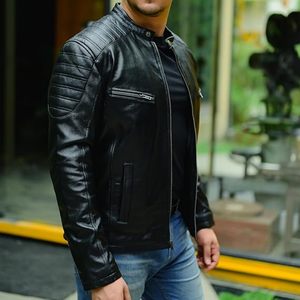 Timeless Classic Leather <b>Jacket</b> Men New Biker Style Real Lambskin <b>Racer</b> Vintage Look Motorcycle Men's <b>Jackets</b> & Coats - Product Image 2