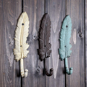 Premium Aluminum Feather Wall Hook Decorative Single Coat Hook <b>Rustic</b> Wall Mounted Hat Key Towel Robe Hanger for Home Decor - Product Image 5