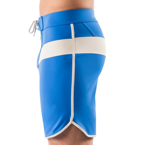 Shorts de bain pour hommes, bleu royal et blanc, à séchage rapide, avec cordon de serrage, pour la plage, les sports nautiques et les activités aquatiques - Product Image 6