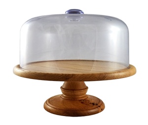 Commercial Eco-Friendly Wood Customizable Round Dessert <b>Server</b> and <b>Cake</b> Stand with Rotating Lid for Decorative Storage - Product Image 1