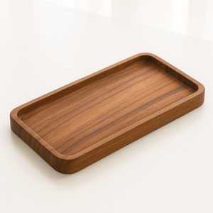 Plateau de service carré en bois d'acacia fait main, classique, pour table basse, décoration de cuisine, sans BPA, compatible lave-vaisselle, plateau de rangement, cadeau de pendaison de crémaillère - Product Image 5