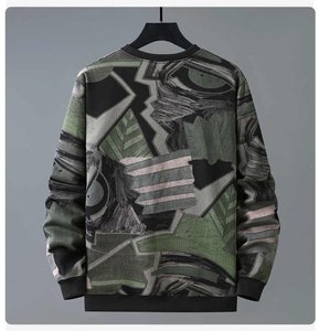 Sweat-shirt à col rond pour homme, coupe classique, en polyester tricoté, pull décontracté, style automne, imprimé visage abstrait - Product Image 5