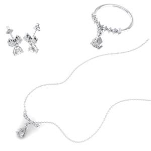 REYES Precio de Fábrica al por Mayor, Juego de Anillos y Aretes de Plata de Ley 925 con Rodio y Moissanita Certificada por GRA para Mujer, Joyería Fina - Product Image 2