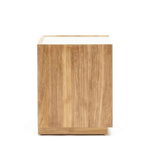 Mesita de Noche Moderna de Madera Maciza Multifuncional Convertible y Extensible con Almacenamiento y Detalles de Ratán para tu Sala de Estar - Product Image 5