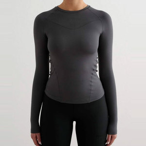 Camiseta de Yoga, Absorbe la Humedad, Compresión, Ajuste al Cuerpo, Alta Elasticidad, Ropa Deportiva Transpirable, Manga Larga, Ropa de Fitness - Product Image 4