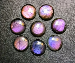 Paire de cabochons ronds en labradorite violette rare de 23 mm, labradorite violet feu, pierres précieuses en vrac pour la fabrication de bijoux - Product Image 4