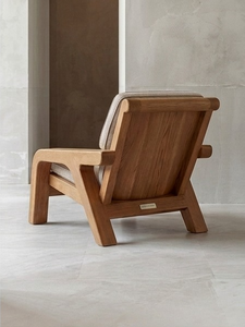 Fauteuil d'appoint en teck Wabi-Sabi, style nordique minimaliste, pour salon haut de gamme, usage extérieur et hôtelier - Product Image 3