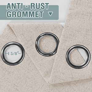 Rideaux occultants à œillets 100 % occultants en faux lin, imprimé uni ivoire, avec cantonnières occultantes - Catégorie de produit : Rideaux et cantonnières - Product Image 2