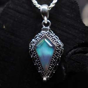 NIKHIL GEMS Aurora Opal <b>Locket</b> Pendant 925 Sterling Silver Plated Handmade Compartment Box Vintage Engagement Third Party - Product Image 1
