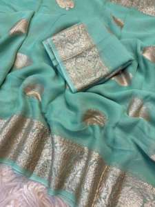 Sari Moderno de Georgette de Seda con Blusa Pallu para Mujer, Uso Casual y de Fiesta, Secado Rápido, Corte Regular - Product Image 4