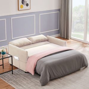 Adjustable Backrest Sofa Bed with Pull-Out Feature 2 Lumbar <b>Pillows</b> for <b>Small</b> Living Spaces Apartments Bedrooms - Product Image 2