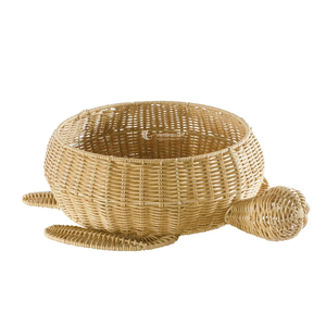 Handmade Faux Wicker Storage Basket, Woven <b>Turtle</b>-Shaped Basket, Durable Rattan Organizer for Kids Room, Desktop & Home Decor - Product Image 2