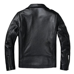 Veste de moto en cuir de vachette de haute qualité pour hommes, manteau de motard court en toile à capuche, printemps, hiver, nouveau cuir de veau naturel - Product Image 4