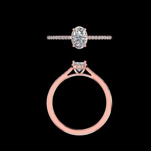 Oval Cut 1.14 Carat Diamond Engagement <b>Ring</b> in 18k Rose Gold Handcrafted Pave Set Bridal Wedding Jewelry for Women <b>Dainty</b> - Product Image 1