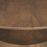 Table basse moderne pour la maison, en bois de manguier massif, de forme ronde, avec base sur piédestal, finition brun clair
