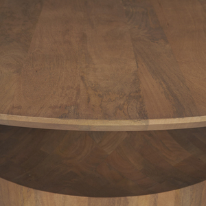 Mesa de Centro Moderna para Decoración de Interiores del Hogar, Fabricada en Madera de Mango Sólida, con Forma Redonda y Base de Pedestal, Acabado en Color Marrón Claro - Product Image 6
