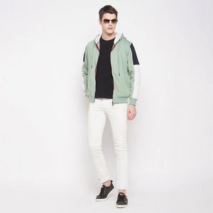 Sudadera con capucha de algodón y forro polar con cremallera completa para hombre, diseño de bloques de color, logotipo personalizado, ropa urbana, proveedor al por mayor OEM - Product Image 6