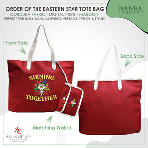 กระเป๋าโท้ทสีแดงมารูน OES Shining Together Order of the Eastern Star Journal พร้อมกระเป๋าซิปเข้าชุด - Product Image 2