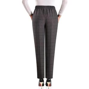 Pantalones de Mujer a Cuadros de Cintura Alta, Estilo Lápiz, Largos hasta el Tobillo, Cintura Elástica, Estilo Oficina, Mezcla de Lana y Poliéster, Antiarrugas - Product Image 4