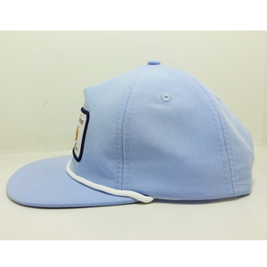 หมวกแก๊ปทรงปรับได้ ปิดด้านหน้าด้วยเชือก  สำหรับทุกเพศ  ปักโลโก้แบบทอ  ปีกหมวกแบน สีฟ้าอ่อน  แบบ Snapback - Product Image 4