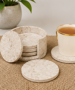 Luxury Natural Marble <b>Coaster</b> Set with Holder Handmade Round <b>Drink</b> <b>Coasters</b> Table Protection Home Decor Gift - Product Image 6