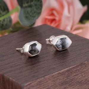 Natural Dendrite Opal Smooth Hexagon Shape <b>Earrings</b> 925 Sterling Silver Handmade Gemstone <b>Earrings</b> Boho Style Fine Fashion Bulk - Product Image 6